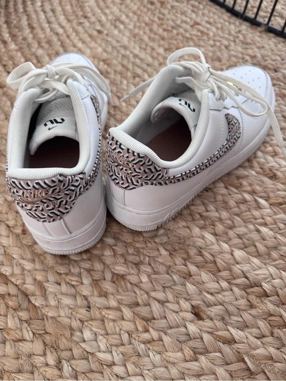 Nike Air Force 1 XL White Athletic Sneakers with Print Swoosh Accent - Picture 5 of 5